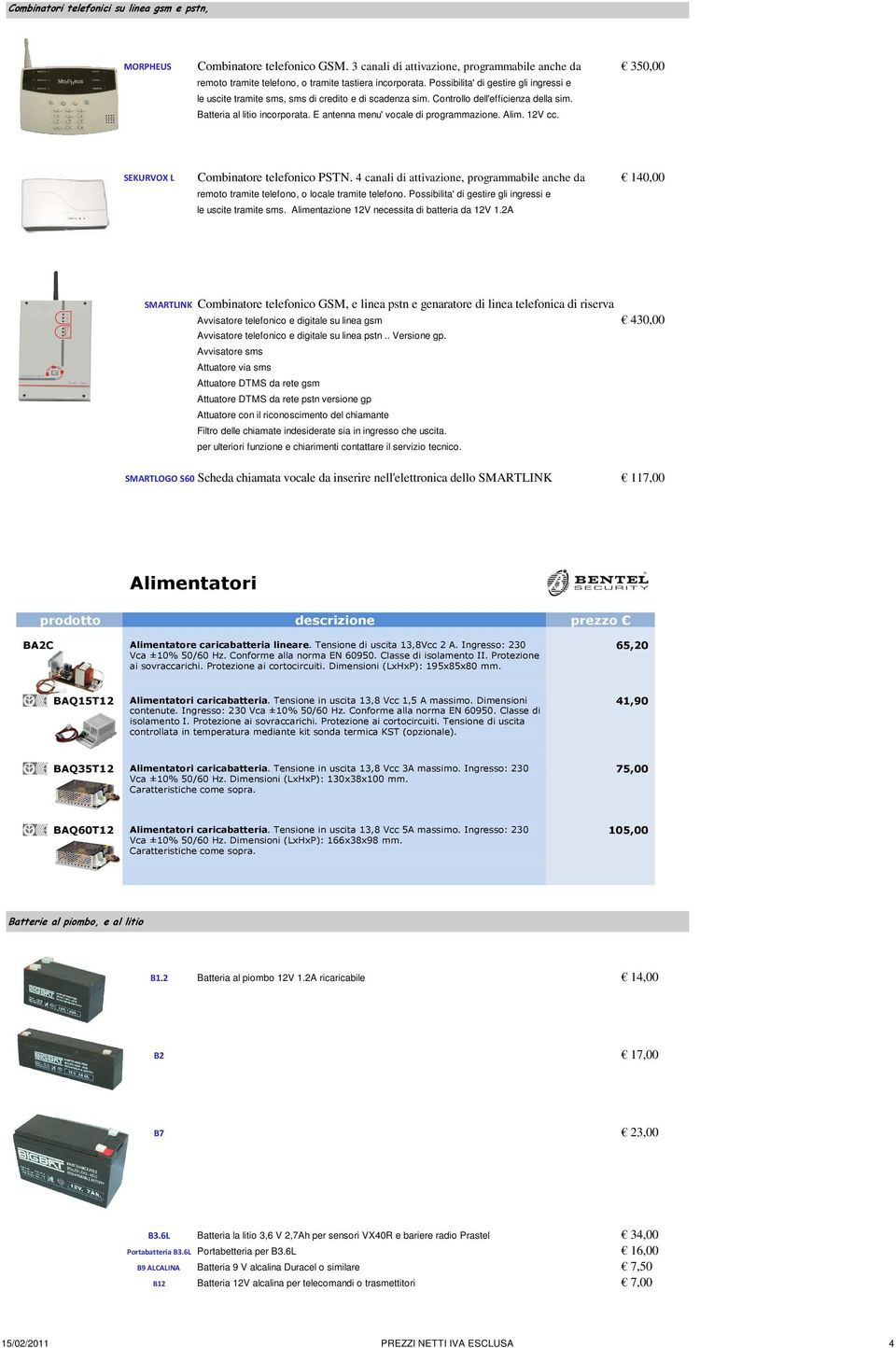 E antenna menu' vocale di programmazione. Alim. 12V cc. SEKURVOX L Combinatore telefonico PSTN.