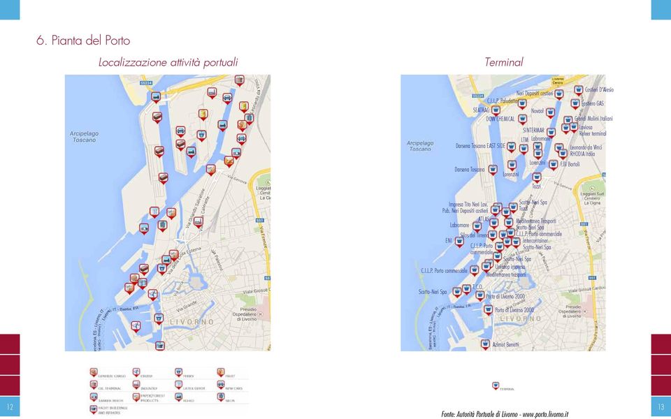 Porto commerciale Scotto-Neri Spa Impresa Tito Neri Lav. Pub. Neri Depositi costieri ATLAS Labromare Silos del Tirreno ENI C.I.L.P. Porto commerciale T.C.O.