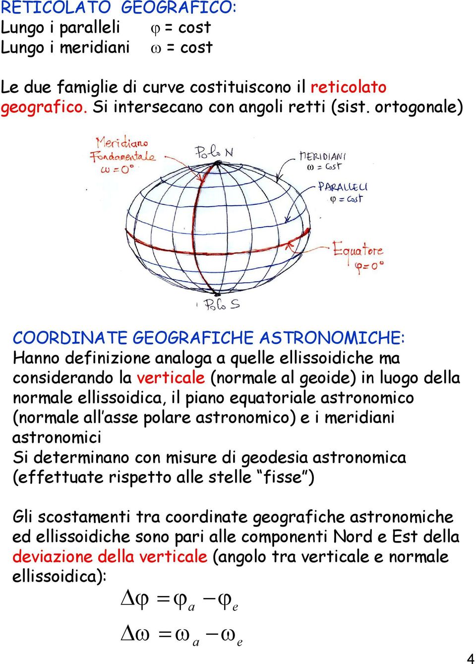 ortogonl) COORDINATE GEOGRAFICHE ASTRONOMICHE: Hnno dfinizion nlog qull llissoidich m considrndo l vrticl (norml l goid) in luogo dll norml llissoidic,