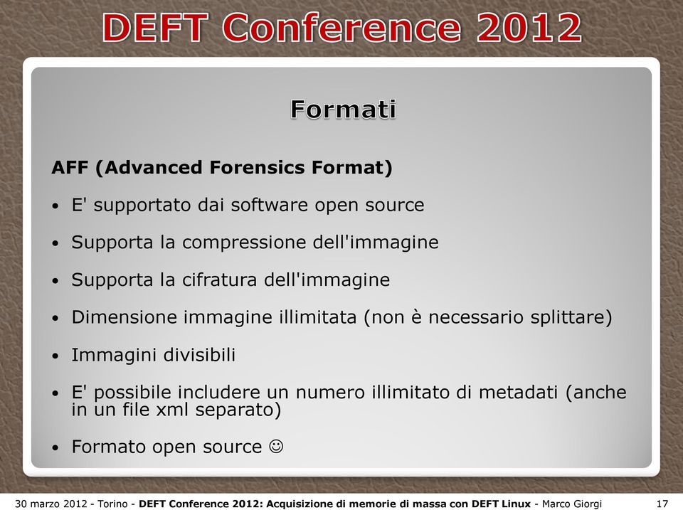 divisibili E' possibile includere un numero illimitato di metadati (anche in un file xml separato) Formato open