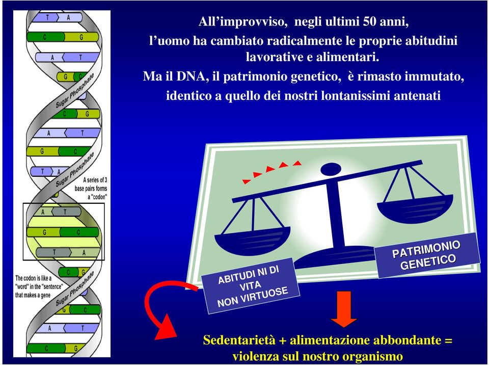 Ma il DNA, il patrimonio genetico, è rimasto immutato, identico a quello dei nostri