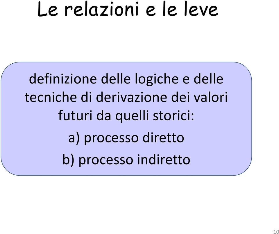 dei valori futuri da quelli storici: a)