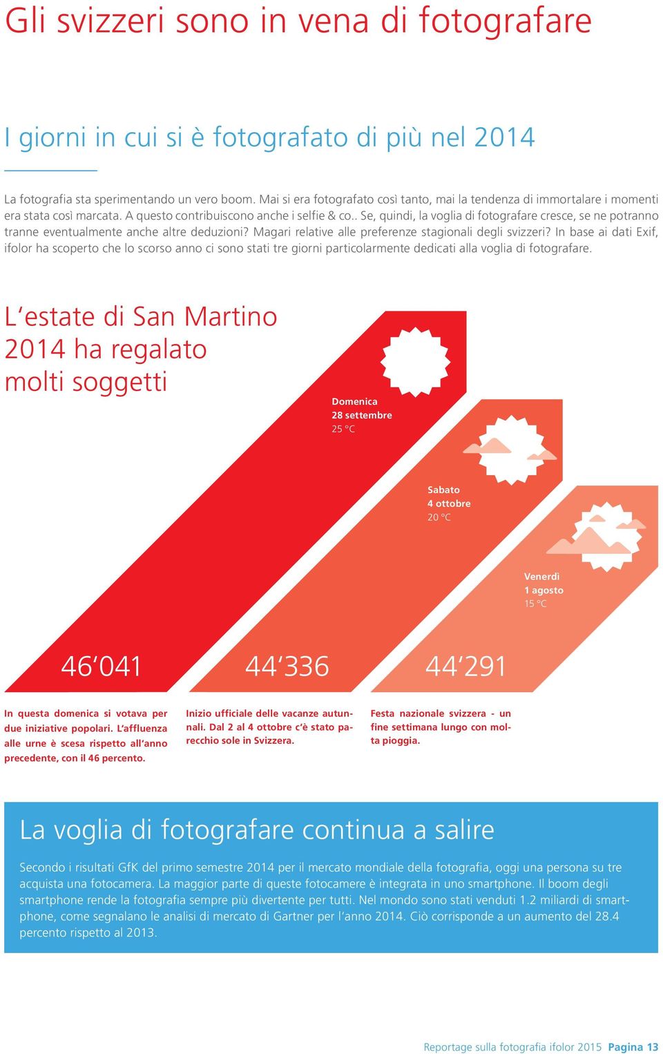 . Se, quindi, la voglia di fotografare cresce, se ne potranno tranne eventualmente anche altre deduzioni? Magari relative alle preferenze stagionali degli svizzeri?