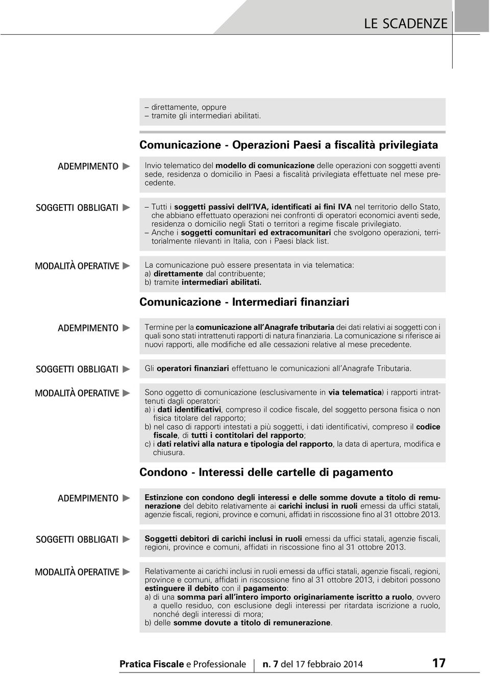 o domicilio in Paesi a fiscalità privilegiata effettuate nel mese precedente.