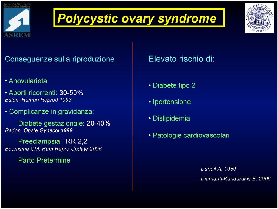 Radon, Obste Gynecol 1999 Preeclampsia : RR 2,2 Boomsma CM, Hum Repro Update 2006 Parto Pretermine