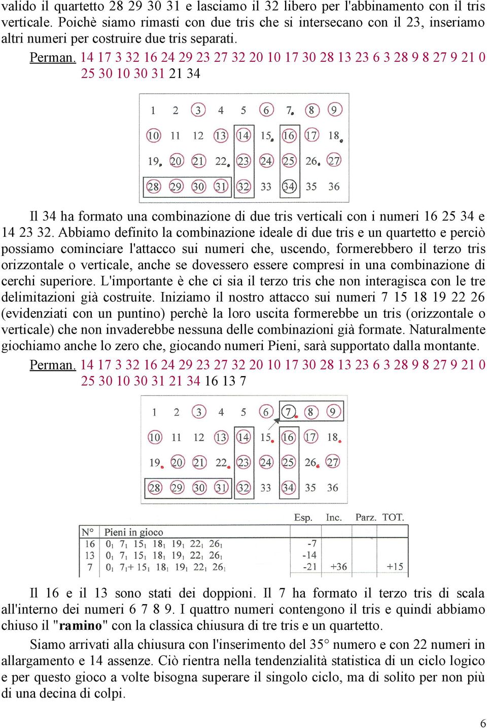 14 17 3 32 16 24 29 23 27 32 20 10 17 30 28 13 23 6 3 28 9 8 27 9 21 0 25 30 10 30 31 21 34 Il 34 ha formato una combinazione di due tris verticali con i numeri 16 25 34 e 14 23 32.