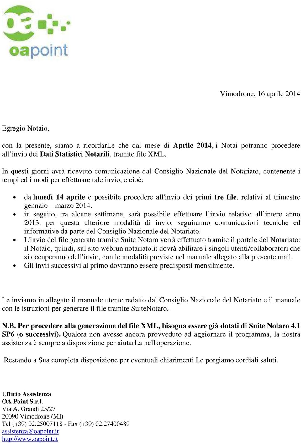 dei primi tre file, relativi al trimestre gennaio marzo 2014.