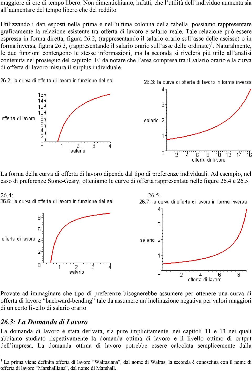 Tale relazione può essere espressa in forma diretta, figura 26.2, (rappresentando il salario orario sull asse delle ascisse) o in forma inversa, figura 26.