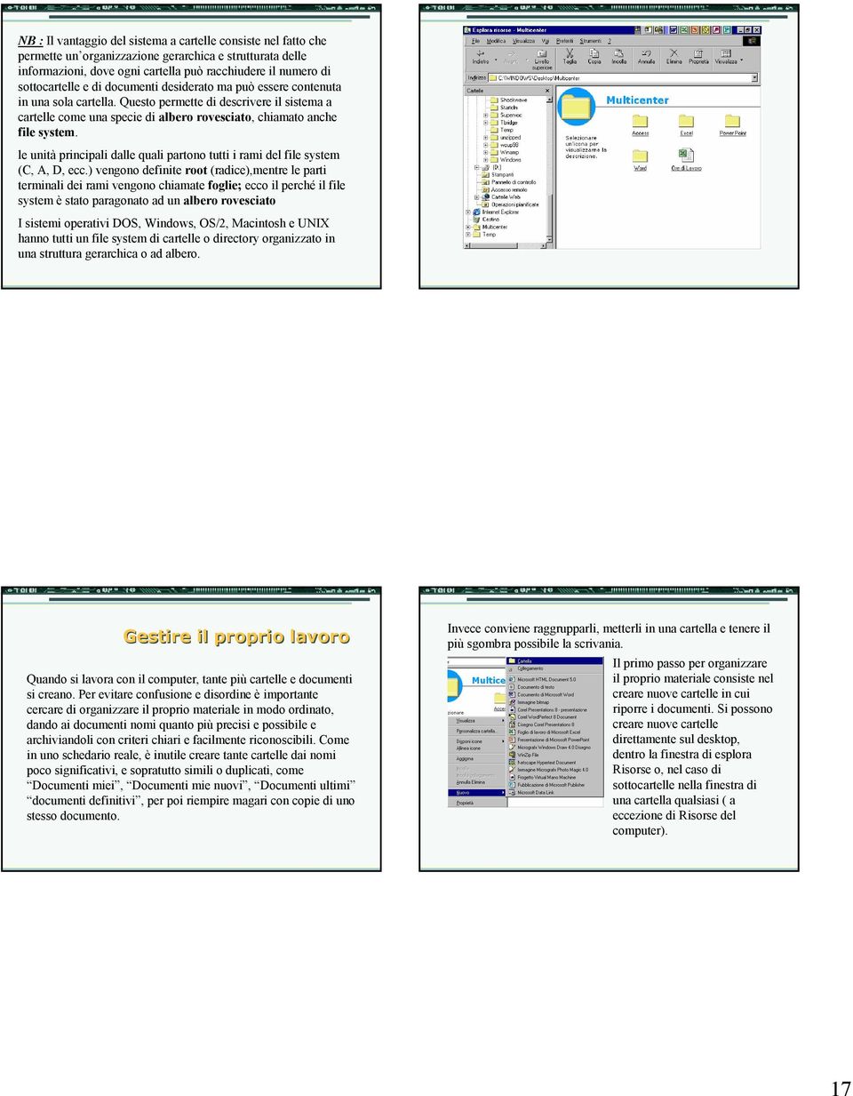 le unità principali dalle quali partono tutti i rami del file system (C, A, D, ecc.