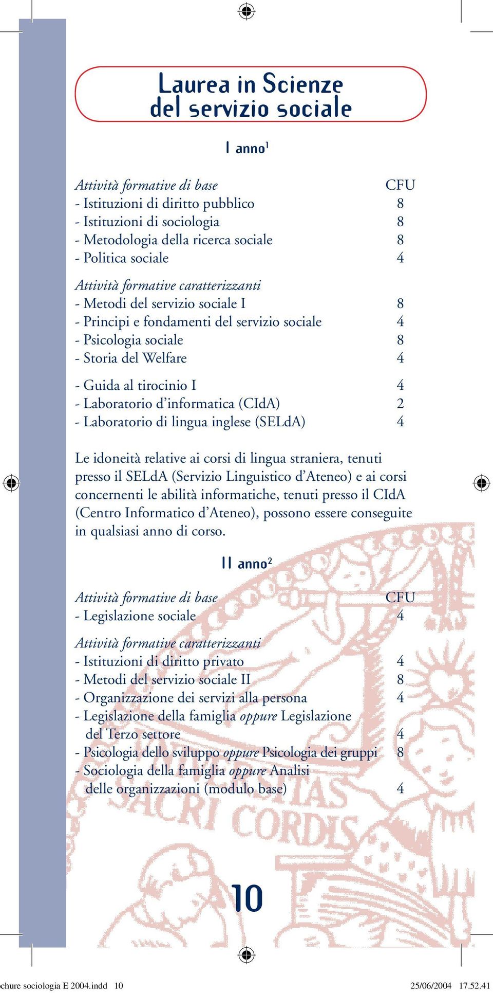 Laboratorio d informatica (CIdA) 2 - Laboratorio di lingua inglese (SELdA) 4 Le idoneità relative ai corsi di lingua straniera, tenuti presso il SELdA (Servizio Linguistico d Ateneo) e ai corsi