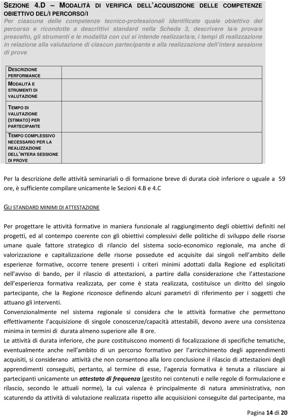 descrittivi standard nella Scheda 3, descrivere la/e prova/e prescelto, gli strumenti e le modalità con cui si intende realizzarla/e, i tempi di realizzazione in relazione alla valutazione di ciascun