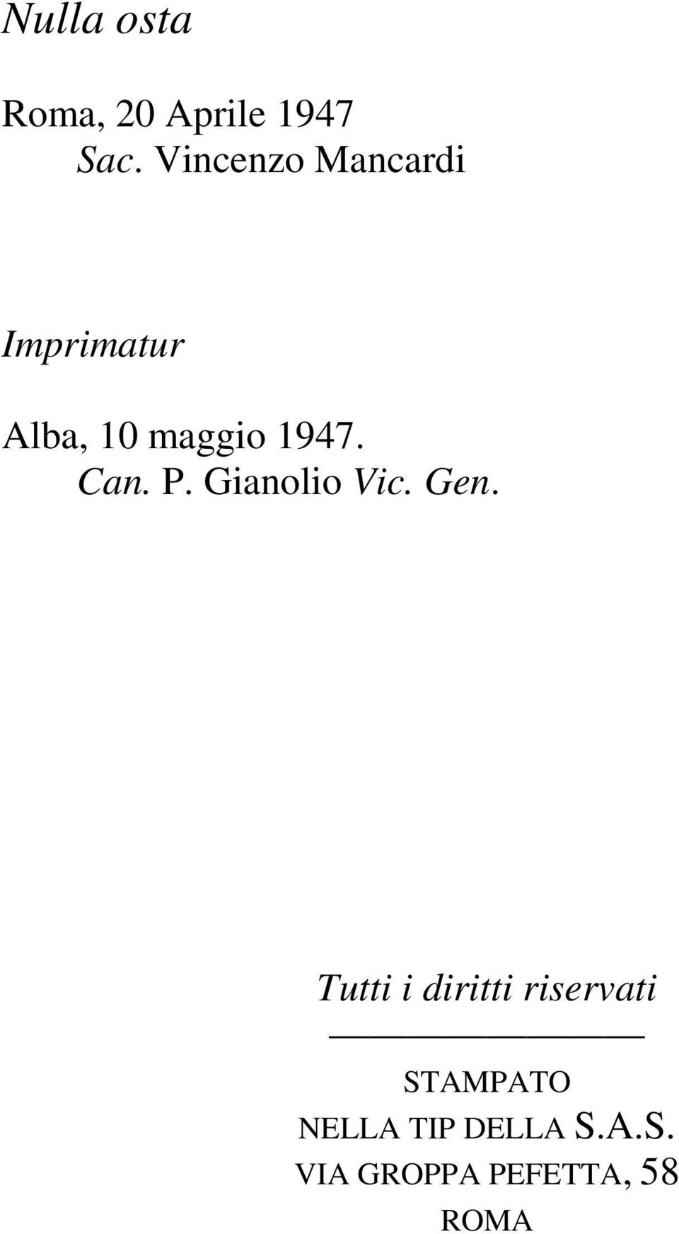 Can. P. Gianolio Vic. Gen.