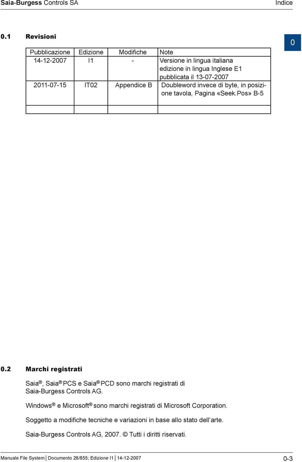 2011-07-15 IT02 Appendice B Doubleword invece di byte, in posizione tavola, Pagina «Seek.Pos» B-5 0 0.