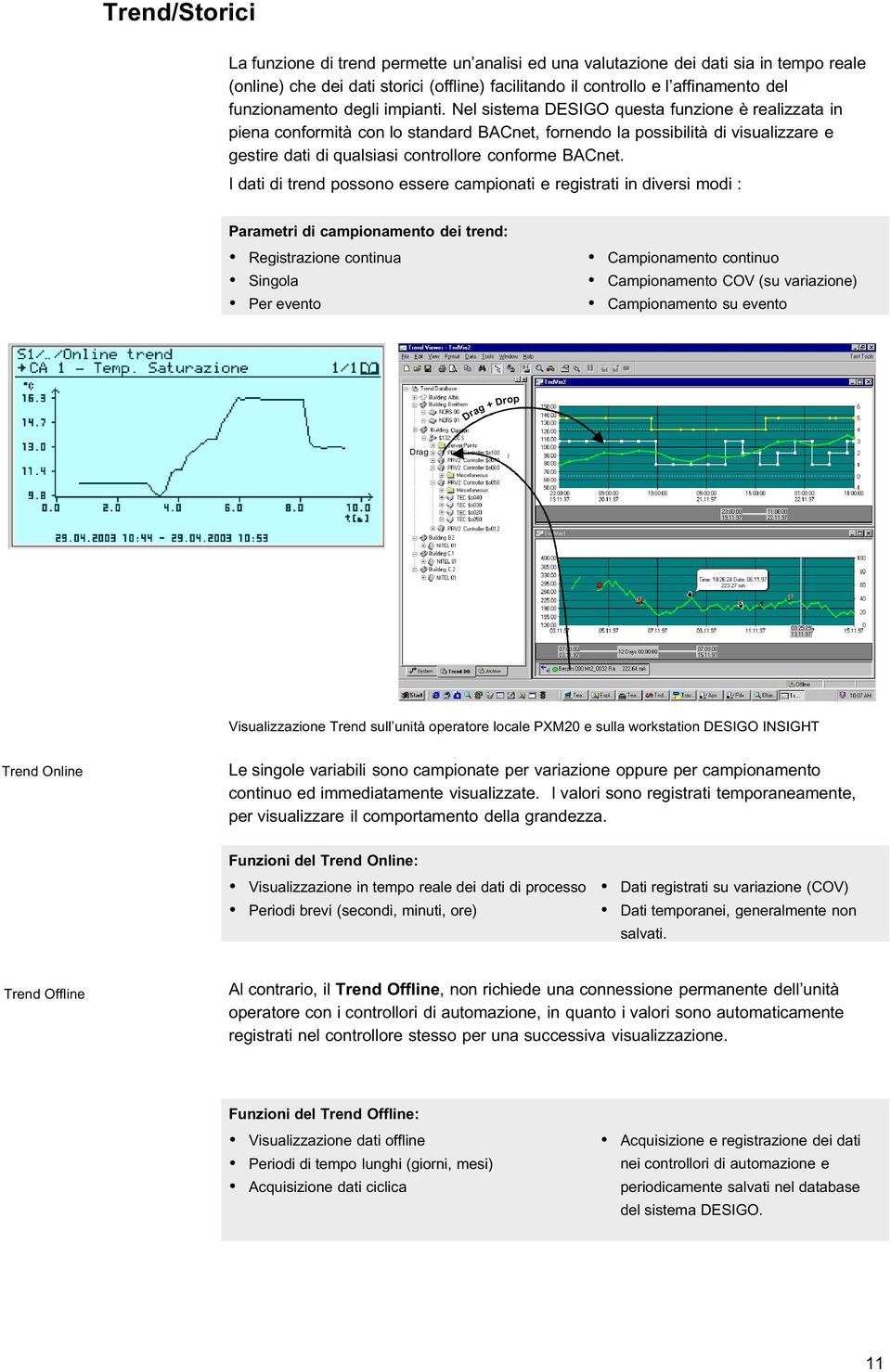 Nel sistema DESIGO questa funzione è realizzata in piena conformità con lo standard BACnet, fornendo la possibilità di visualizzare e gestire dati di qualsiasi controllore conforme BACnet.