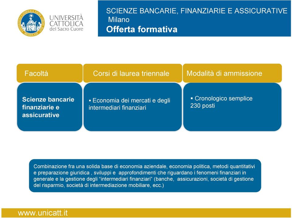 economia aziendale, economia politica, metodi quantitativi e preparazione giuridica, sviluppi e approfondimenti che riguardano i fenomeni finanziari