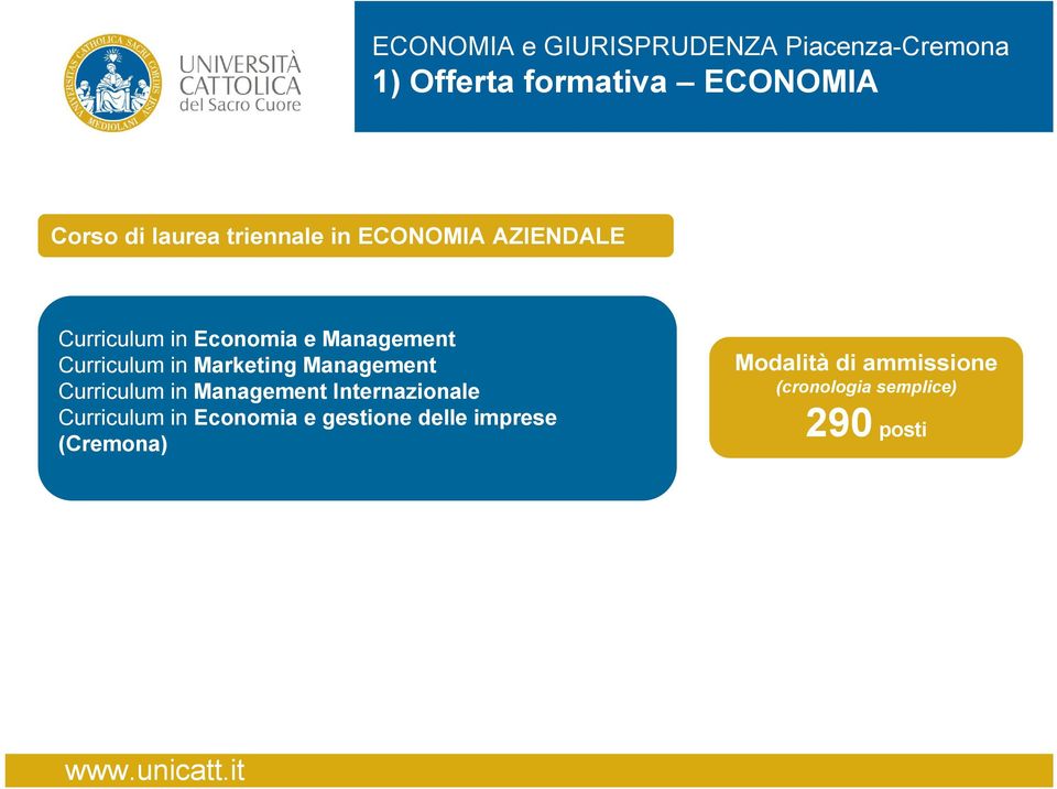 in Marketing Management Curriculum in Management Internazionale Curriculum in