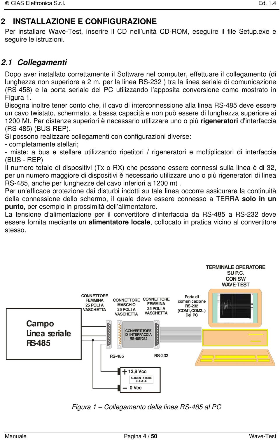 per la linea RS-232 ) tra la linea seriale di comunicazione (RS-458) e la porta seriale del PC utilizzando l apposita conversione come mostrato in Figura 1.