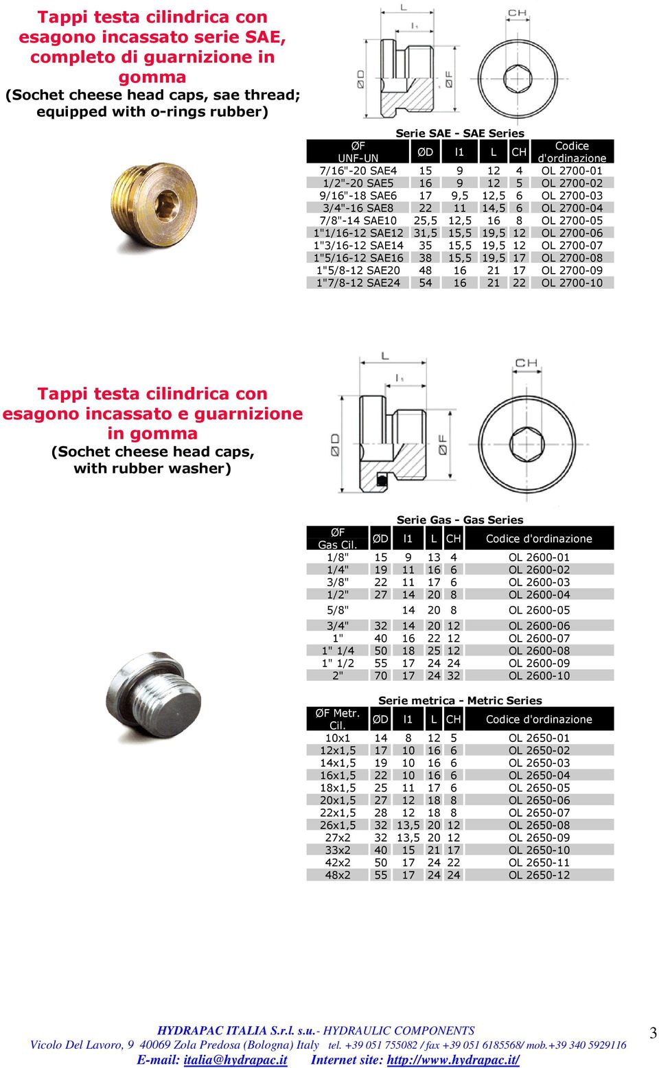 OL 2700-05 1"1/16-12 SAE12 31,5 15,5 19,5 12 OL 2700-06 1"3/16-12 SAE14 35 15,5 19,5 12 OL 2700-07 1"5/16-12 SAE16 38 15,5 19,5 17 OL 2700-08 1"5/8-12 SAE20 48 16 21 17 OL 2700-09 1"7/8-12 SAE24 54