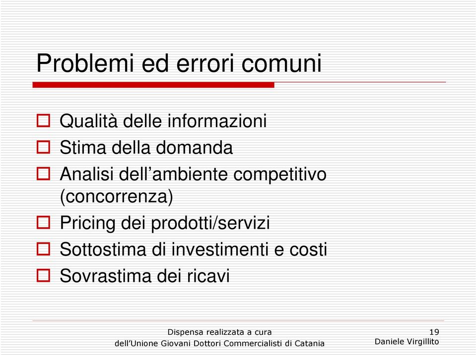 competitivo (concorrenza) Pricing dei