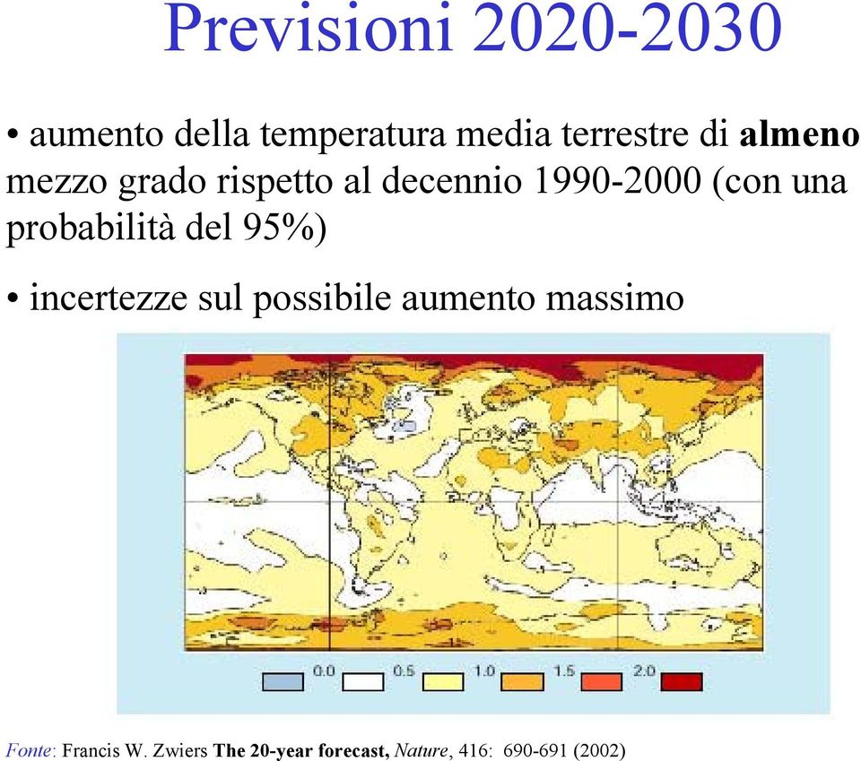 probabilità del 95%) incertezze sul possibile aumento massimo