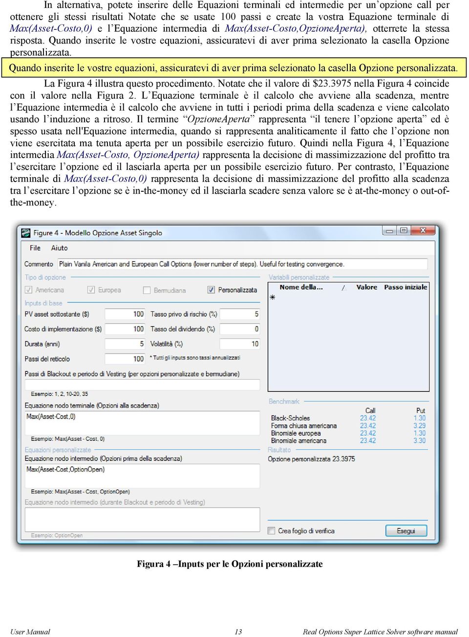 Quando inserite le vostre equazioni, assicuratevi di aver prima selezionato la casella Opzione personalizzata.