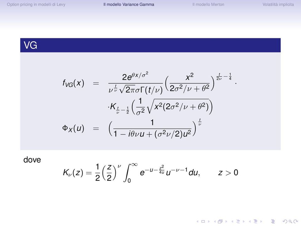 /ν + θ 2 ) 1 ) t ν 1 iθνu + (σ 2 ν/2)u 2 2ν 1 4 dove