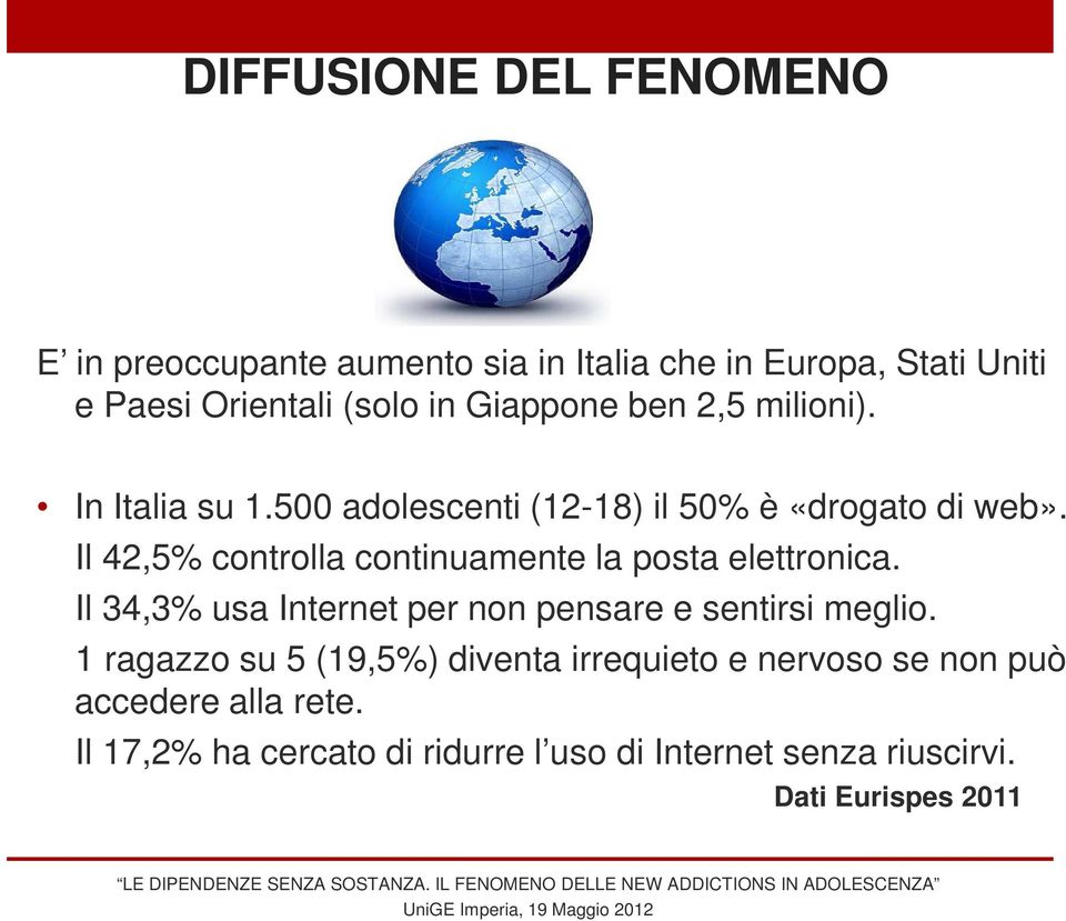 Il 42,5% controlla continuamente la posta elettronica. Il 34,3% usa Internet per non pensare e sentirsi meglio.