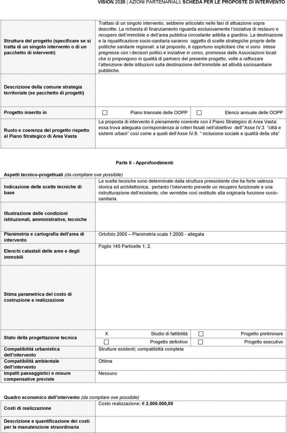 La destinazione e la riqualificazione socio-sanitaria saranno oggetto di scelte strategiche proprie delle politiche sanitarie regionali: a tal proposito, è opportuno esplicitare che vi sono intese