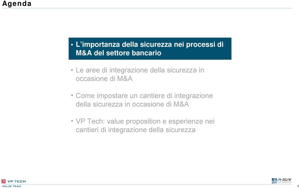 impostare un cantiere di integrazione della sicurezza in occasione di M&A