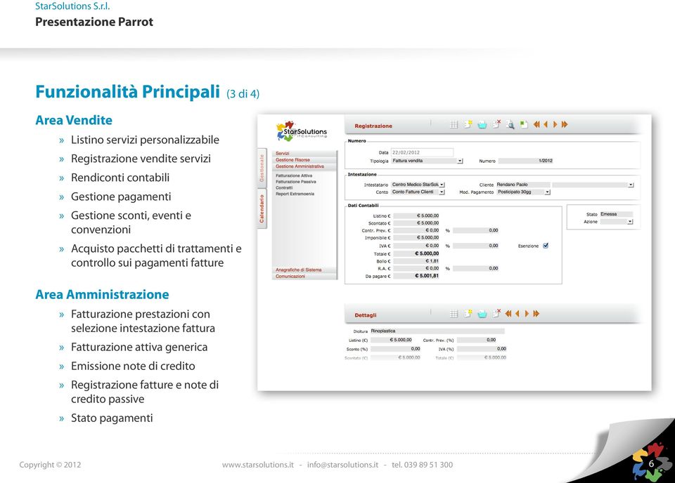 controllo sui pagamenti fatture Area Amministrazione Fatturazione prestazioni con selezione intestazione fattura