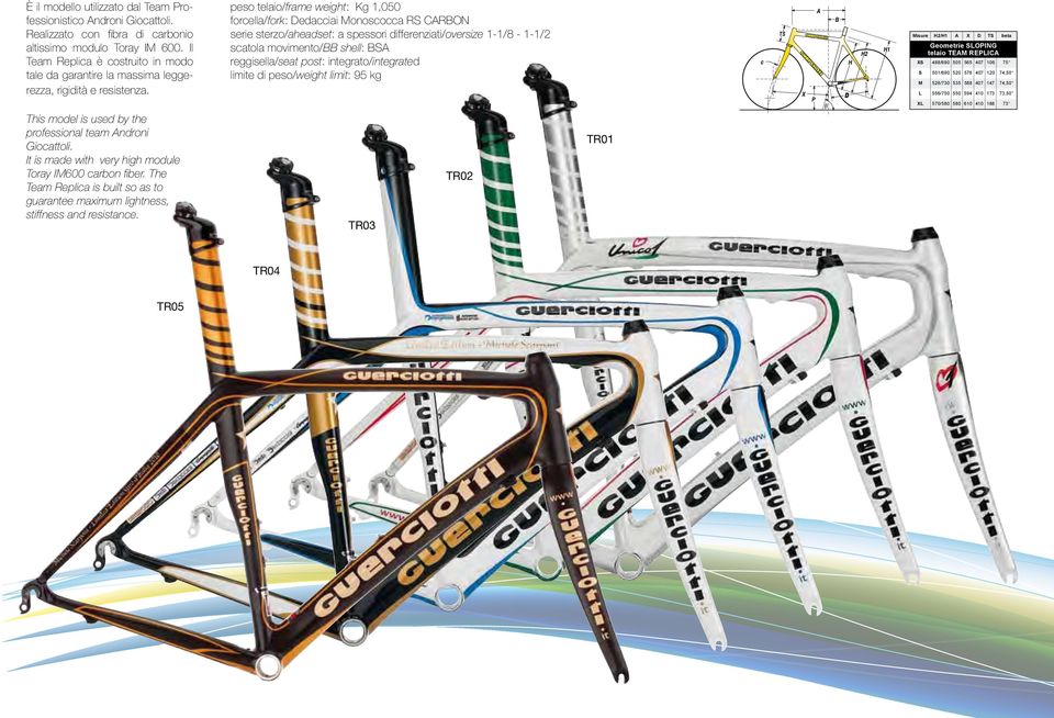 peso telaio/frame weight: Kg 1,050 forcella/fork: Dedacciai Monoscocca RS CARBON serie sterzo/aheadset: a spessori differenziati/oversize 1-1/8-1-1/2 scatola movimento/bb shell: BSA reggisella/seat
