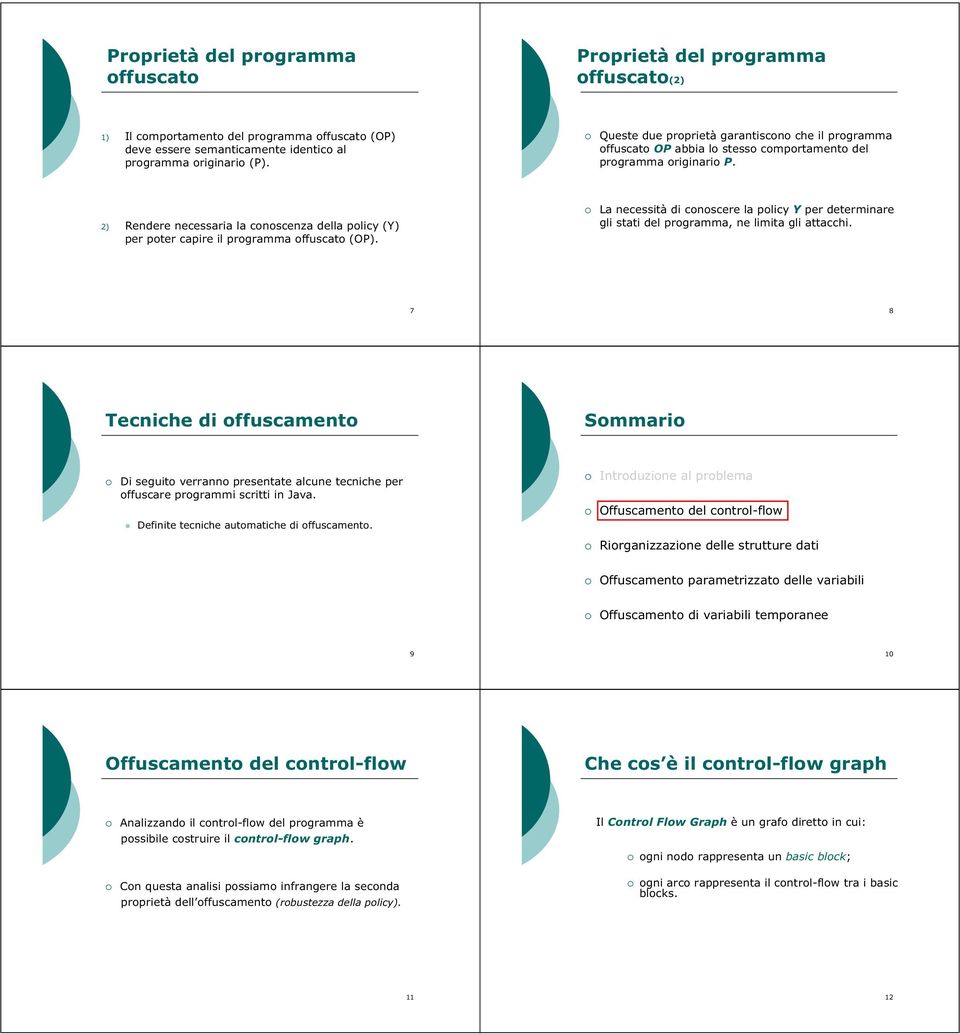 2) Rendere necessaria la conoscenza della policy (Y) per poter capire il programma offuscato (OP).