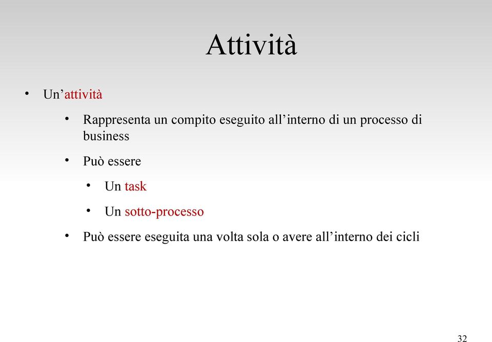 Può essere Un task Un sotto-processo Può essere