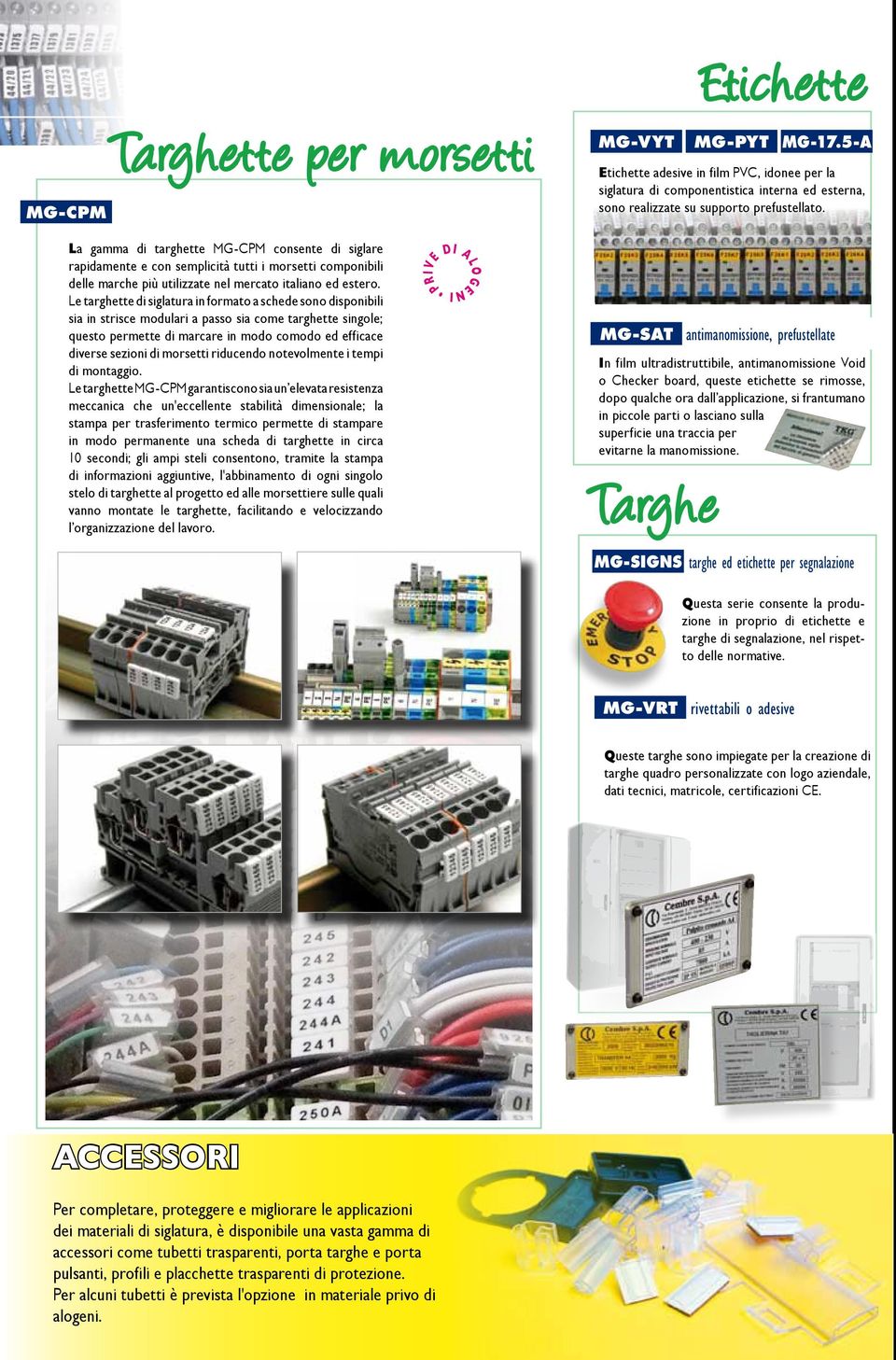 La gamma di targhette MG-CPM consente di siglare rapidamente e con semplicità tutti i morsetti componibili delle marche più utilizzate nel mercato italiano ed estero.