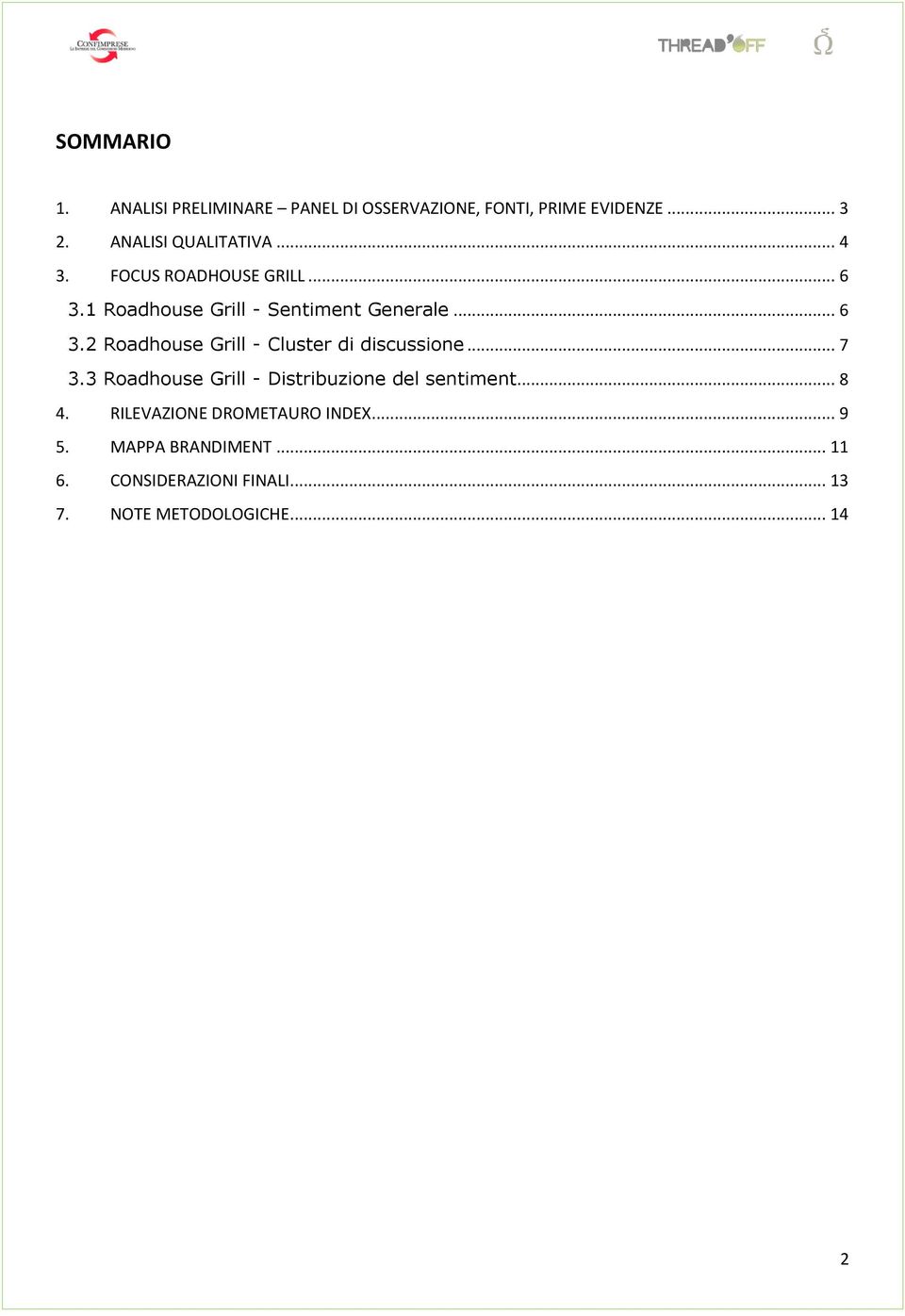 .. 7 3.3 Roadhouse Grill - Distribuzione del sentiment... 8 4. RILEVAZIONE DROMETAURO INDEX... 9 5.