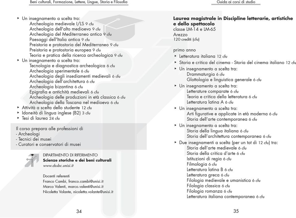 medievali 6 cfu Archeologia dell architettura 6 cfu Archeologia bizantina 6 cfu Epigrafia e antichità medievali 6 cfu Archeologia delle produzioni in età classica 6 cfu Archeologia della Toscana nel
