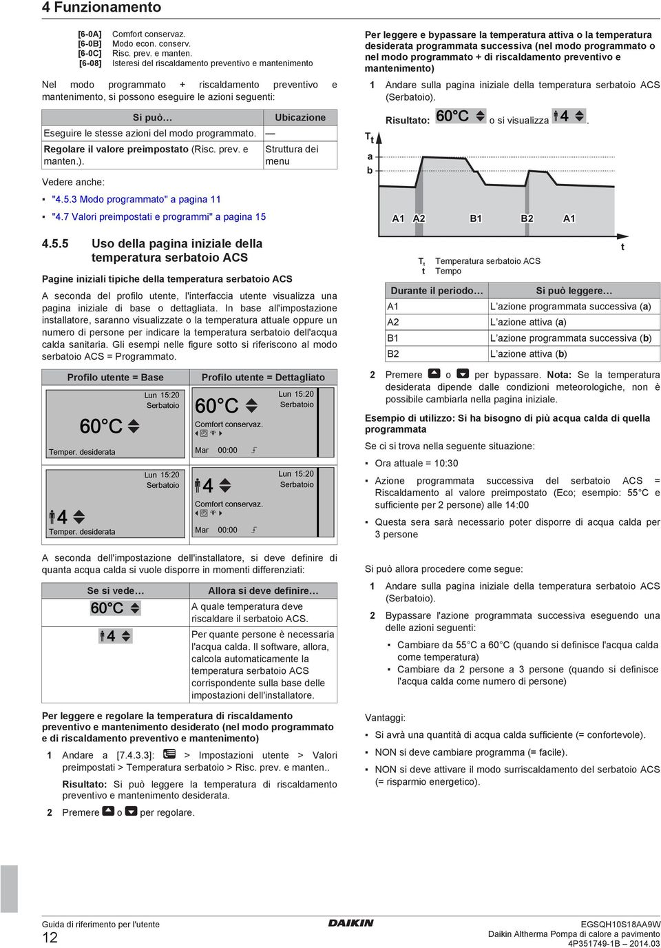 temperatura attiva o la temperatura desiderata programmata successiva (nel modo programmato o nel modo programmato + di riscaldamento preventivo e mantenimento) 1 Andare sulla pagina iniziale della