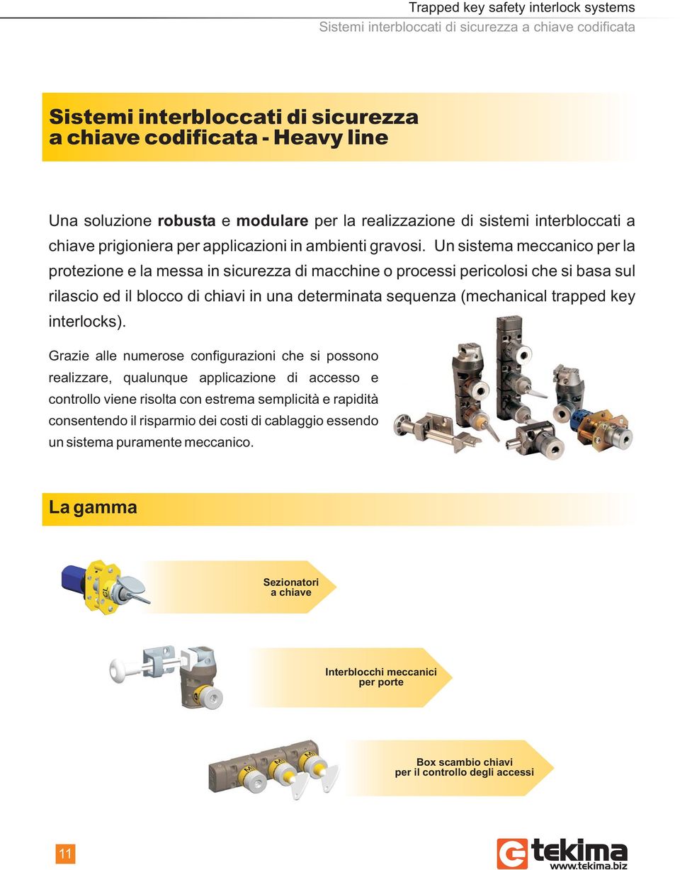 Un sistema meccanico per la protezione e la messa in sicurezza di macchine o processi pericolosi che si basa sul rilascio ed il blocco di chiavi in una determinata sequenza (mechanical trapped key