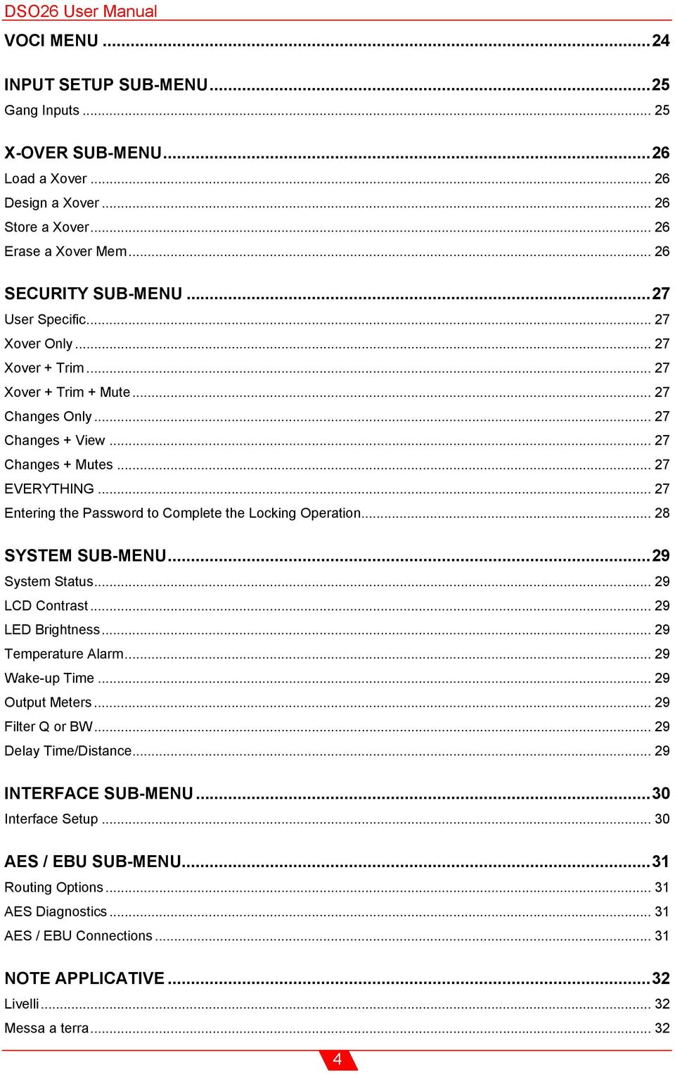 .. 27 Entering the Password to Complete the Locking Operation... 28 SYSTEM SUB-MENU...29 System Status... 29 LCD Contrast... 29 LED Brightness... 29 Temperature Alarm... 29 Wake-up Time.