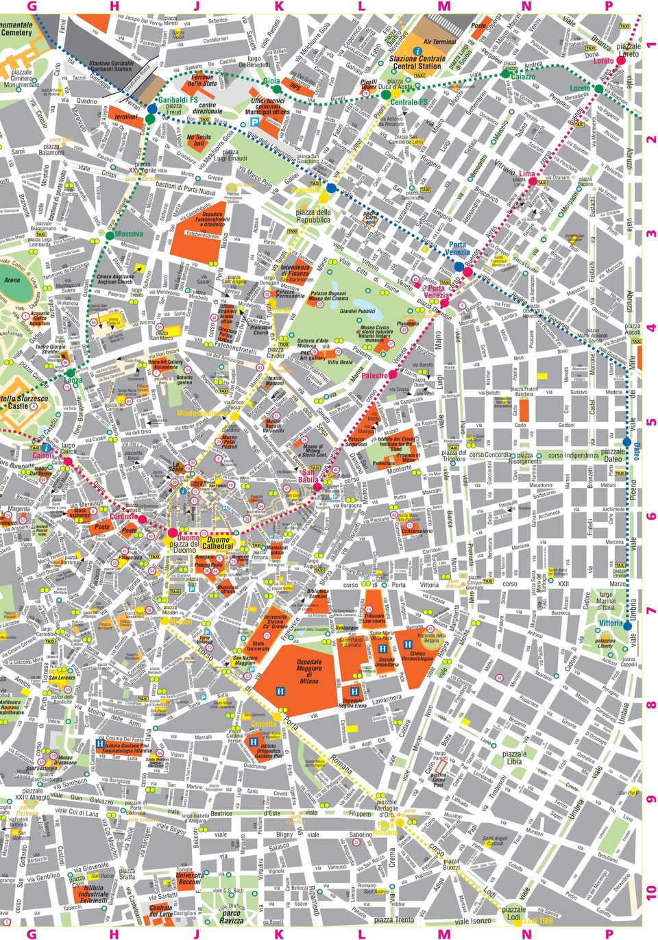 e XXIV Maggio Ticinese Fratei Bettinei corso Gottardo range Sarpi Bramante ia Giannone ro Maria Maggi Vota Baiamonti Trincea d.