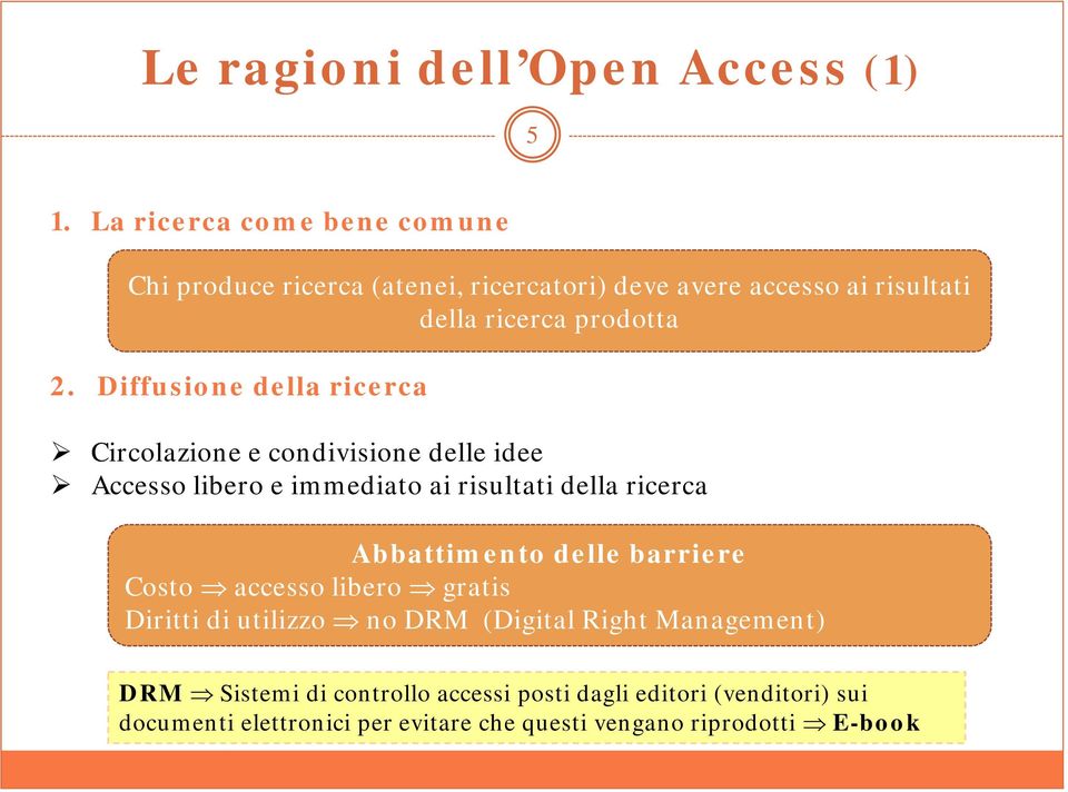 Diffusione della ricerca Circolazione e condivisione delle idee Accesso libero e immediato ai risultati della ricerca Abbattimento