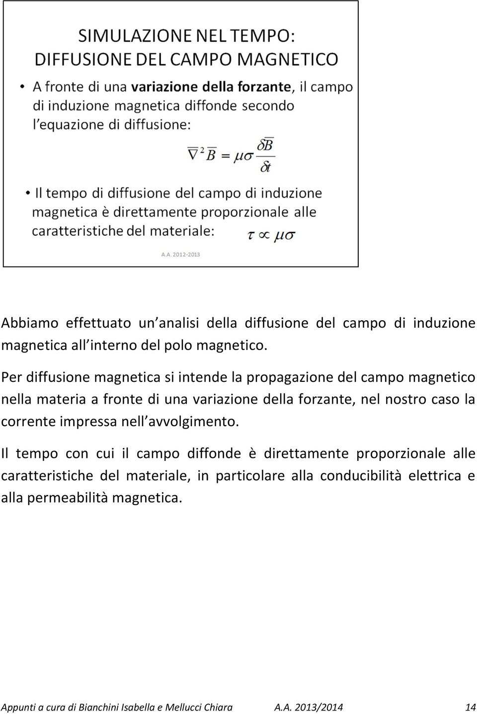 nostro caso la corrente impressa nell avvolgimento.