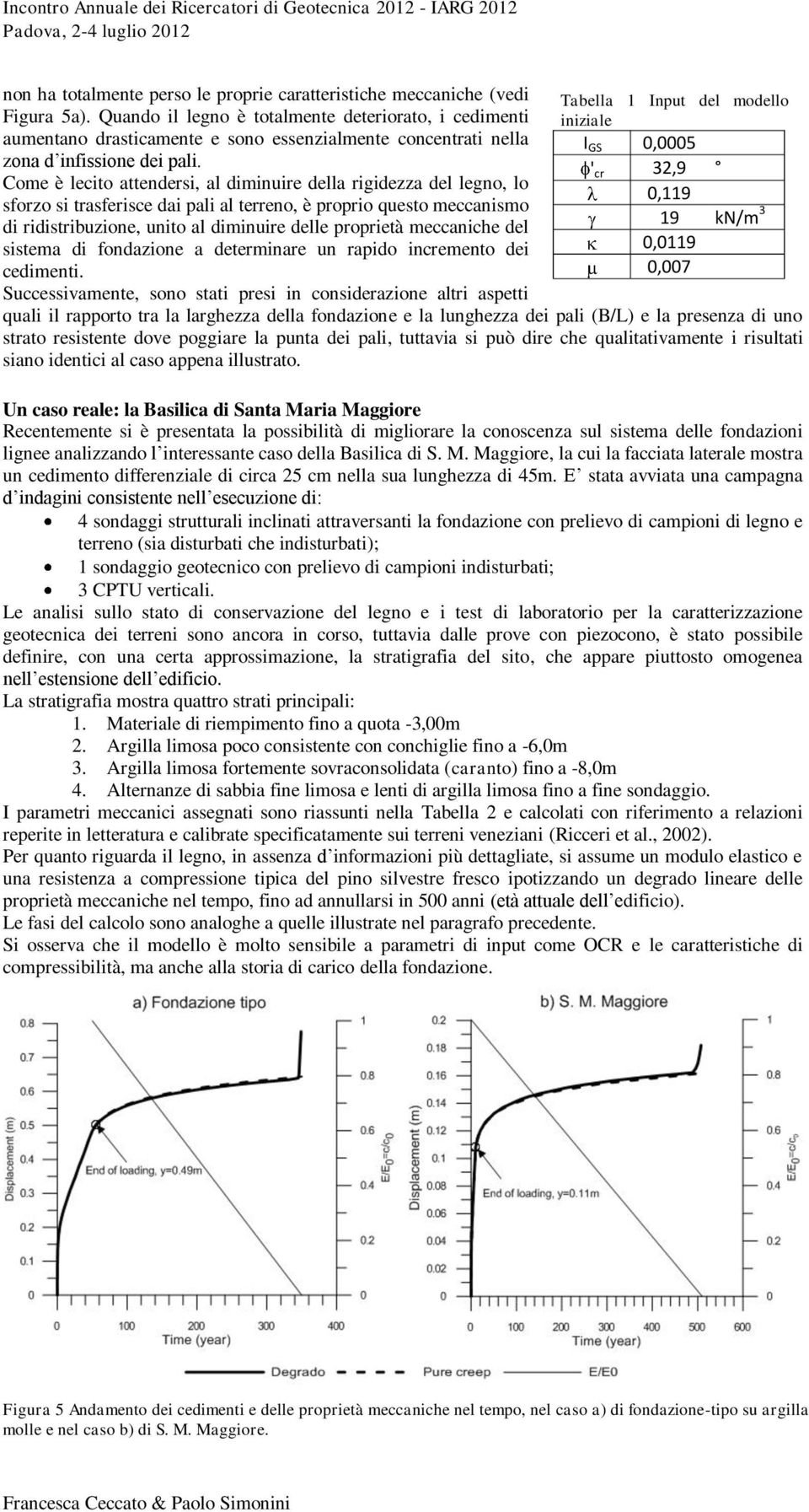 Come è lecito attendersi, al diminuire della rigidezza del legno, lo sforzo si trasferisce dai pali al terreno, è proprio questo meccanismo di ridistribuzione, unito al diminuire delle proprietà