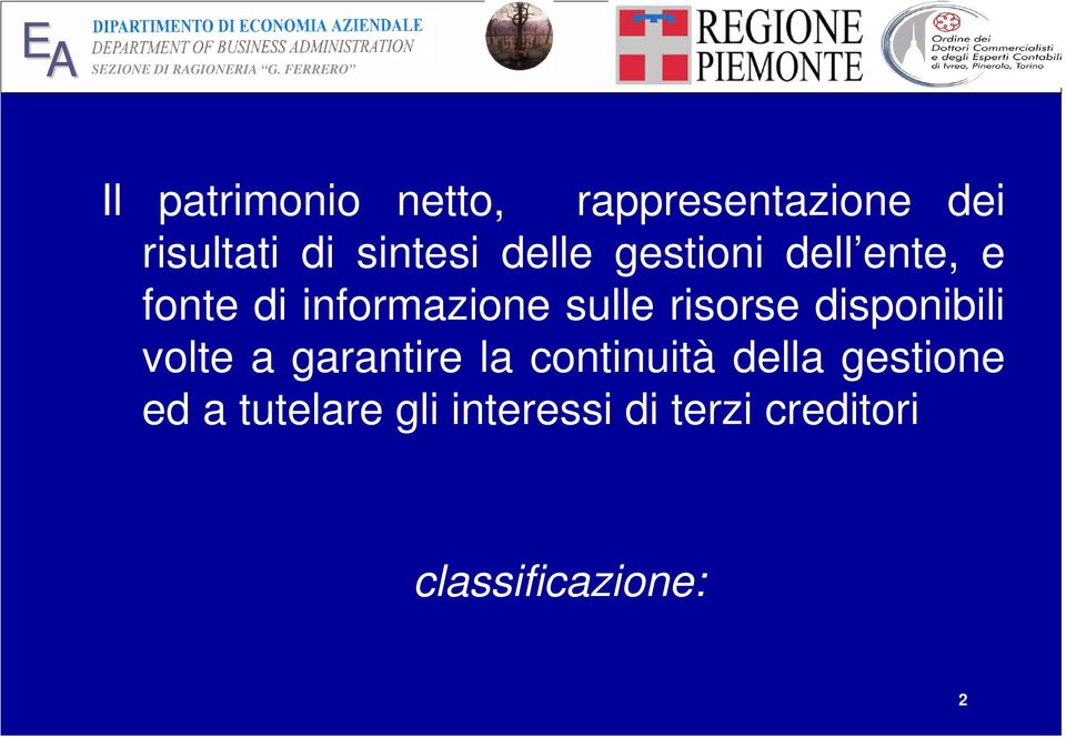 risorse disponibili volte a garantire la continuità della