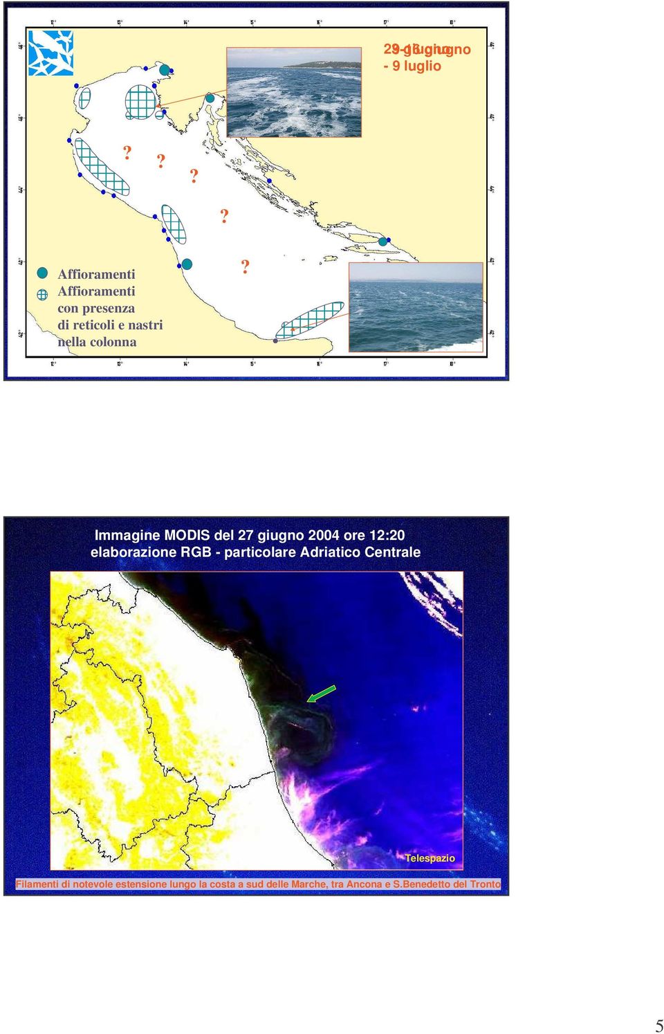 Immagine MODIS del giugno ore : elaborazione RGB - particolare Adriatico