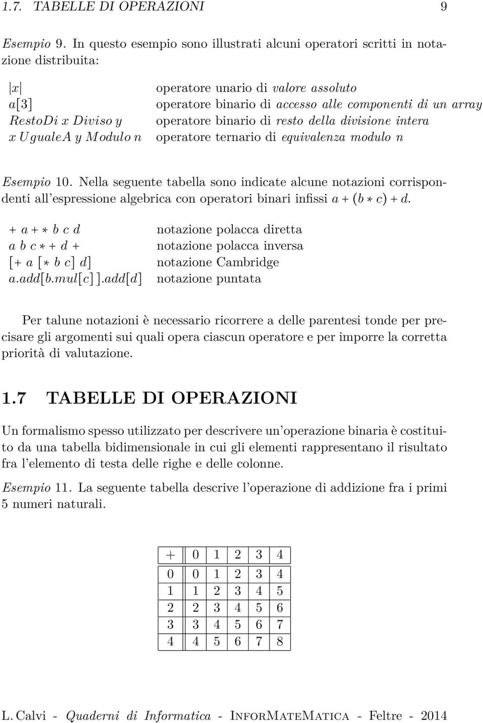 alle componenti di un array operatore binario di resto della divisione intera operatore ternario di equivalenza modulo n Esempio 10.