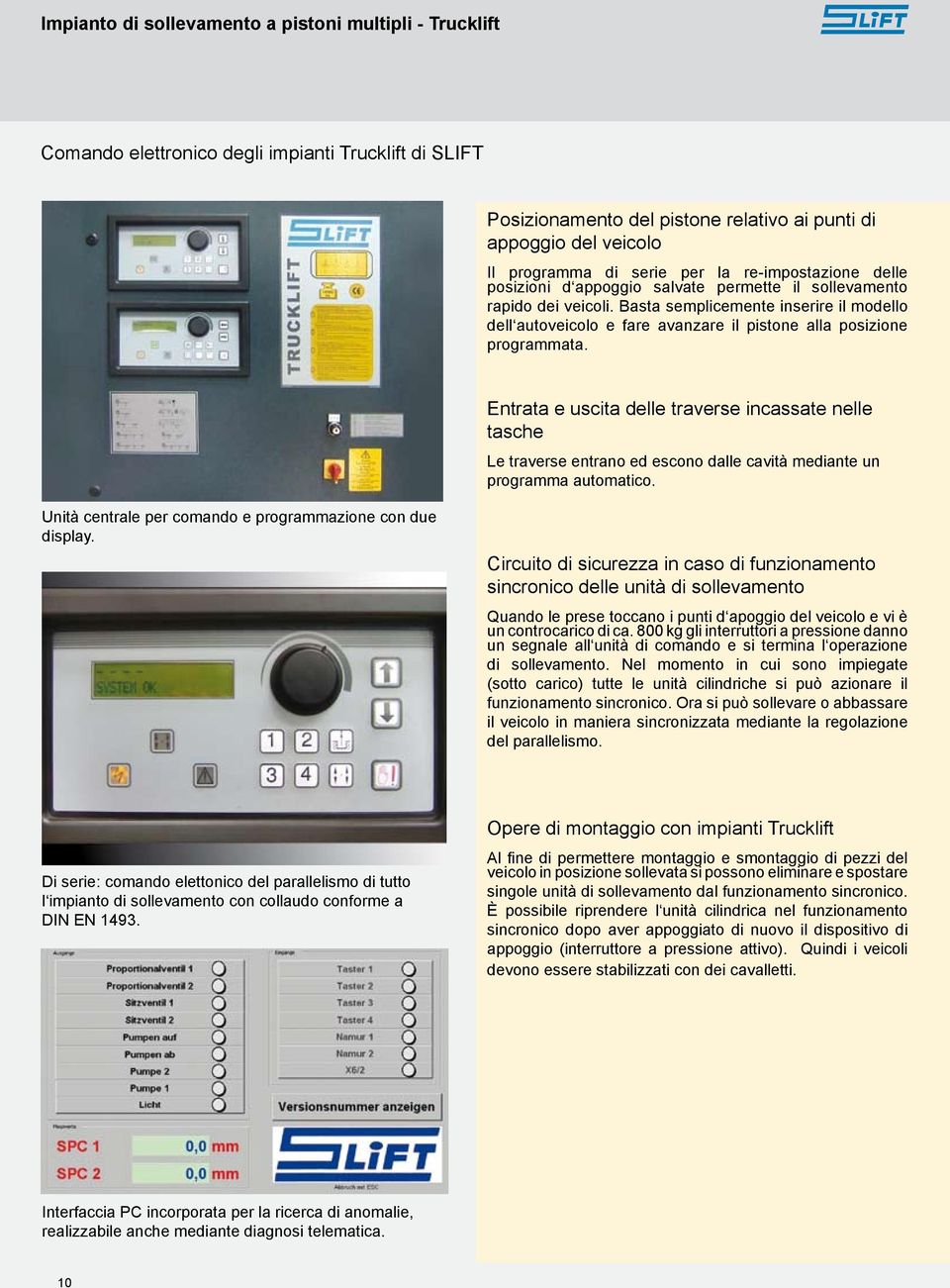 Entrata e uscita delle traverse incassate nelle tasche Le traverse entrano ed escono dalle cavità mediante un programma automatico. Unità centrale per comando e programmazione con due display.