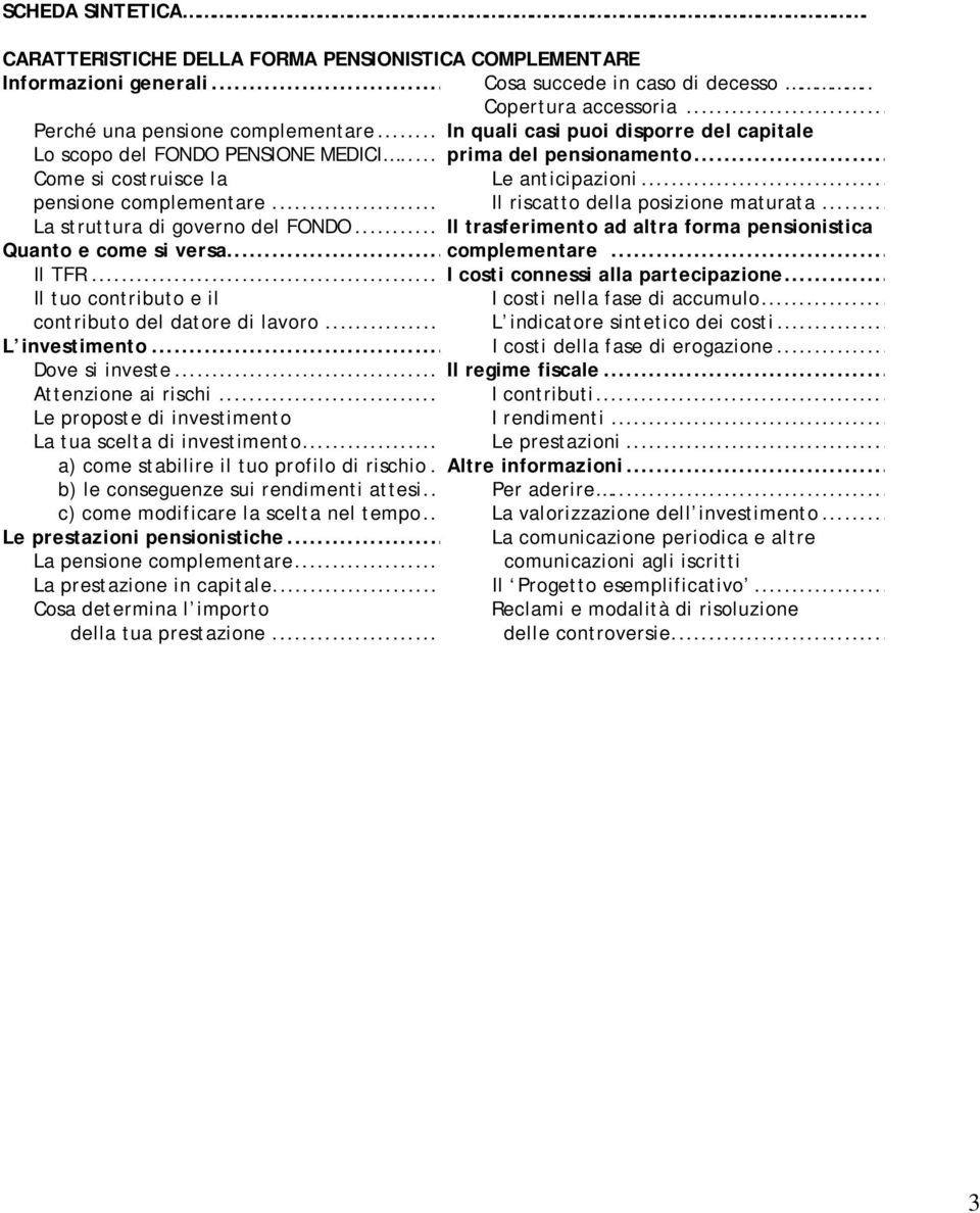 .. Il riscatto della posizione maturata... La struttura di governo del FONDO... Il trasferimento ad altra forma pensionistica Quanto e come si versa...complementare... Il TFR.