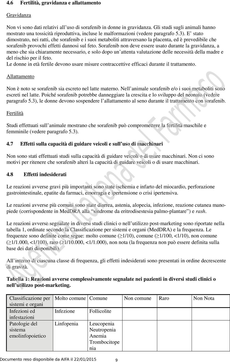 E stato dimostrato, nei ratti, che sorafenib e i suoi metaboliti attraversano la placenta, ed è prevedibile che sorafenib provochi effetti dannosi sul feto.