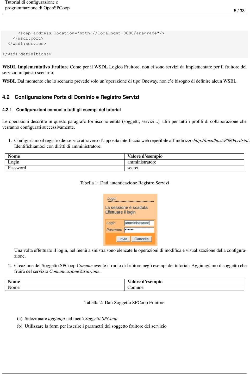 2 Configurazione Porta di Dominio e Registro Servizi 4.2.1 Configurazioni comuni a tutti gli esempi del tutorial Le operazioni descritte in questo paragrafo forniscono entità (soggetti, servizi.